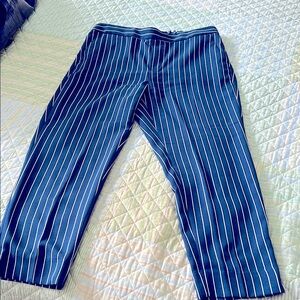 Banana Republic Navy and White Striped Trousers. Size 10P